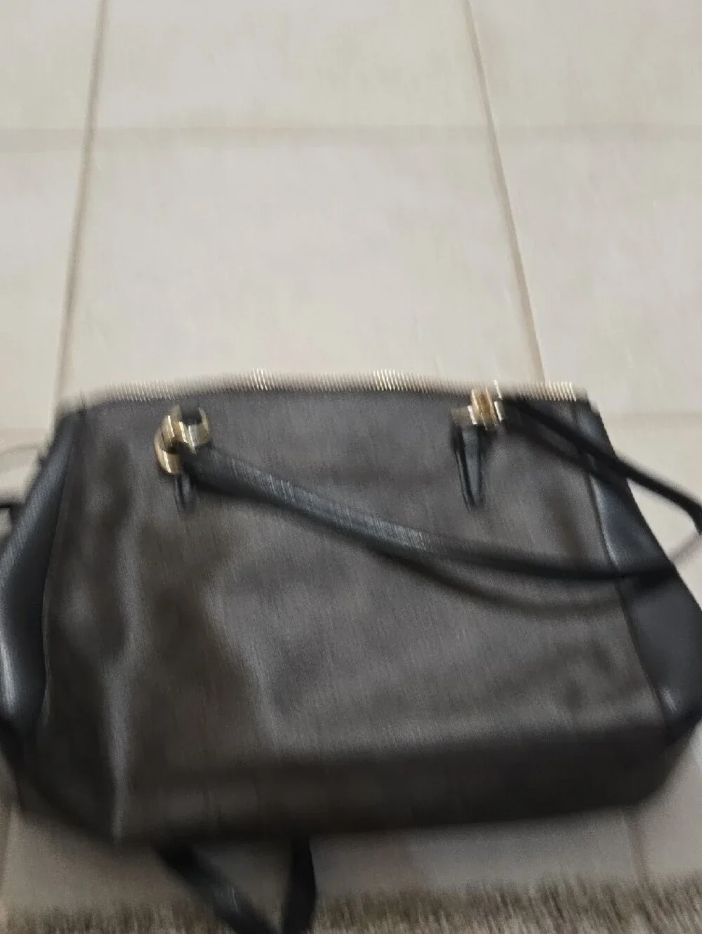 Coach Black Leather Shoulder Bag with Gold Hardware